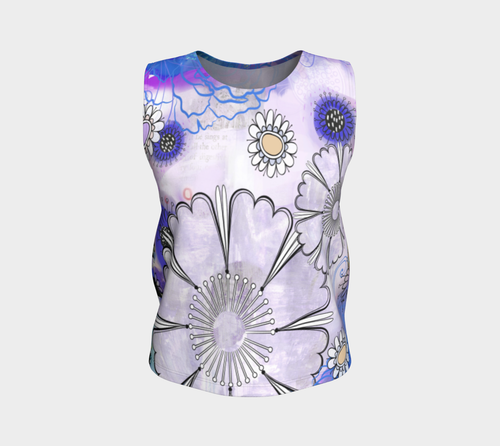 Flower Power Loose Tank by Deloresart Purples - deloresartcanada