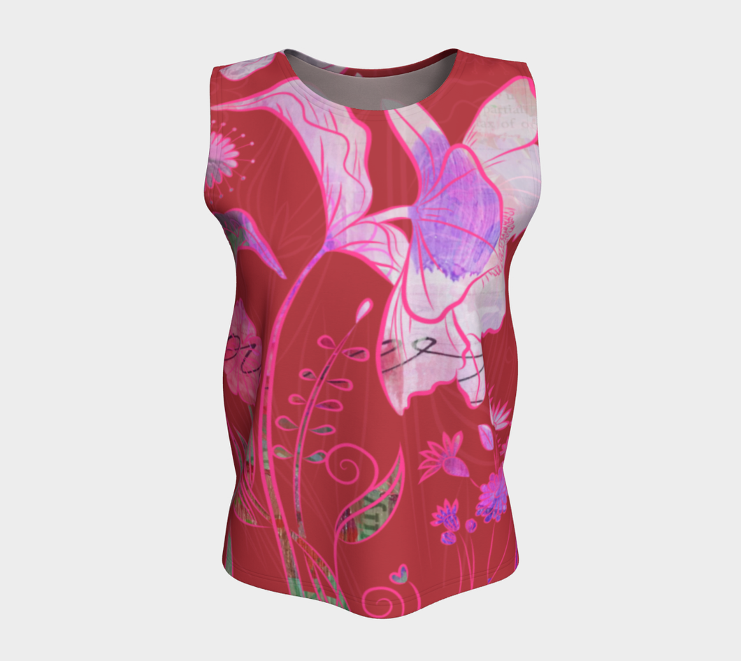 Subtle Soriya Loose Tank in Reds - deloresartcanada