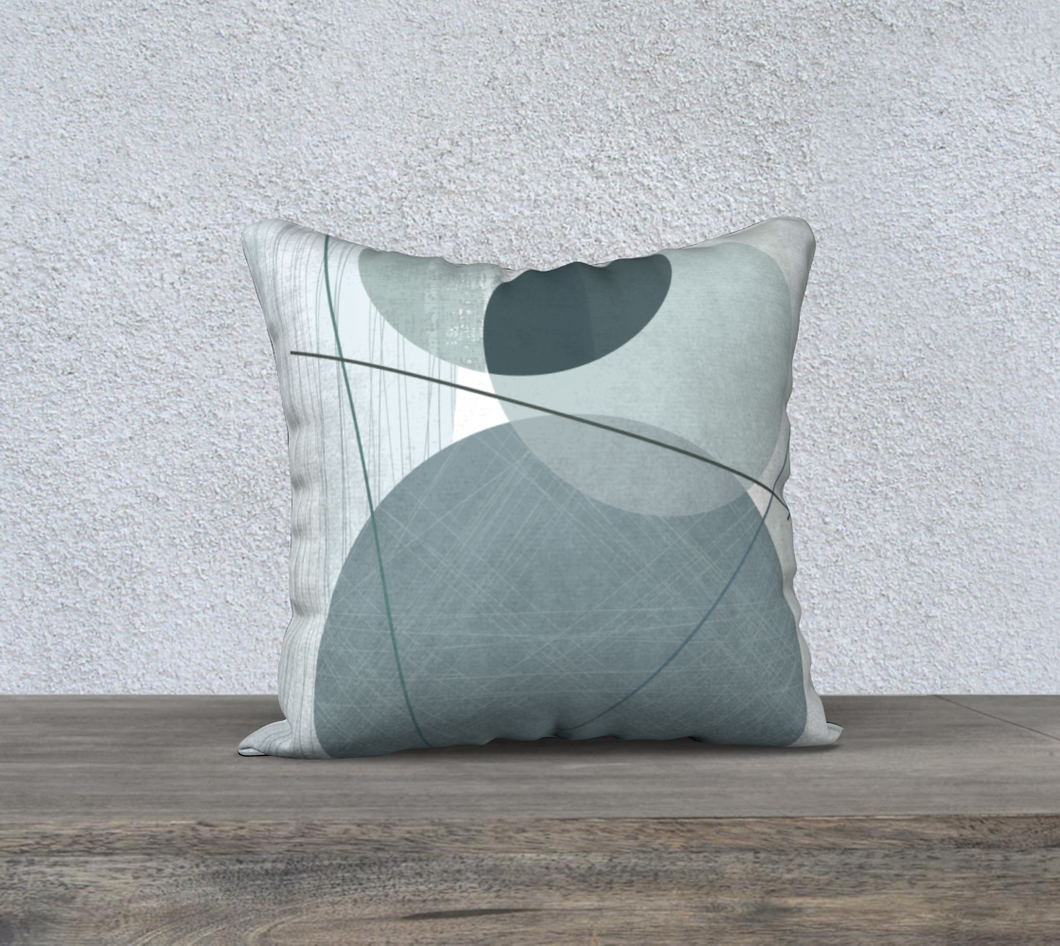 Pivot Point Muted Teals Throw Pillow by Deloresart