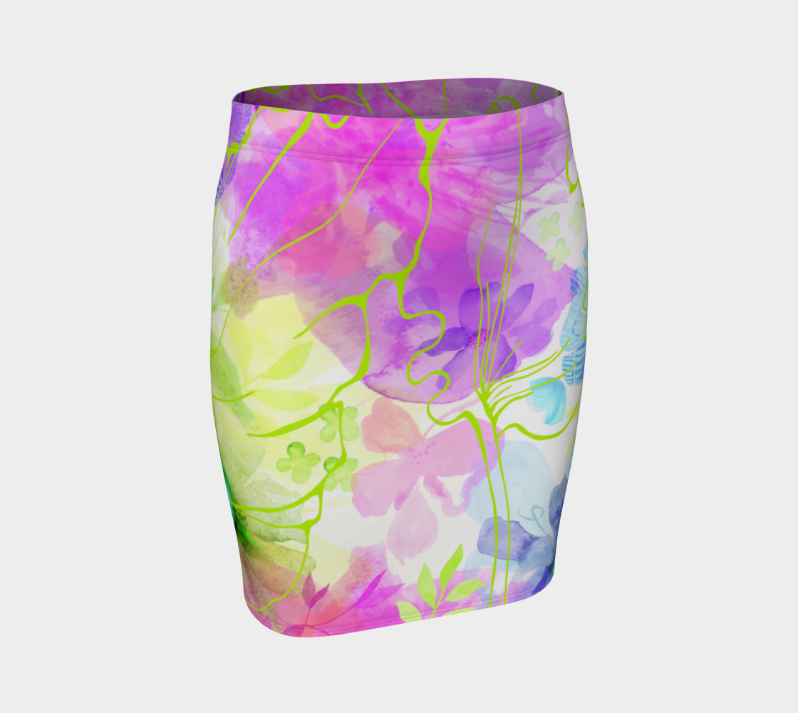 Posy Cluster Purples Fitted Skirt by Deloresart - deloresartcanada
