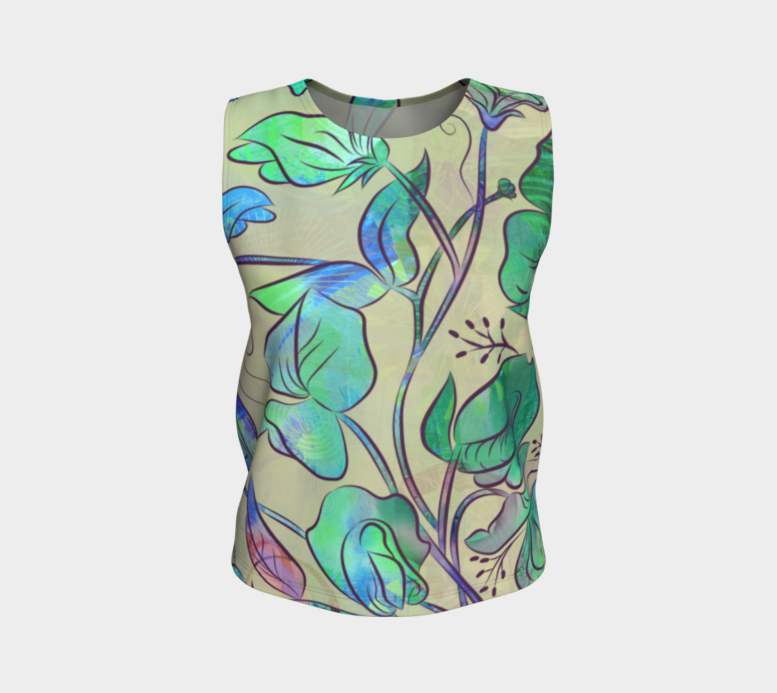 Queen Sweet Pea Loose Tank by Deloresart in Greens - deloresartcanada