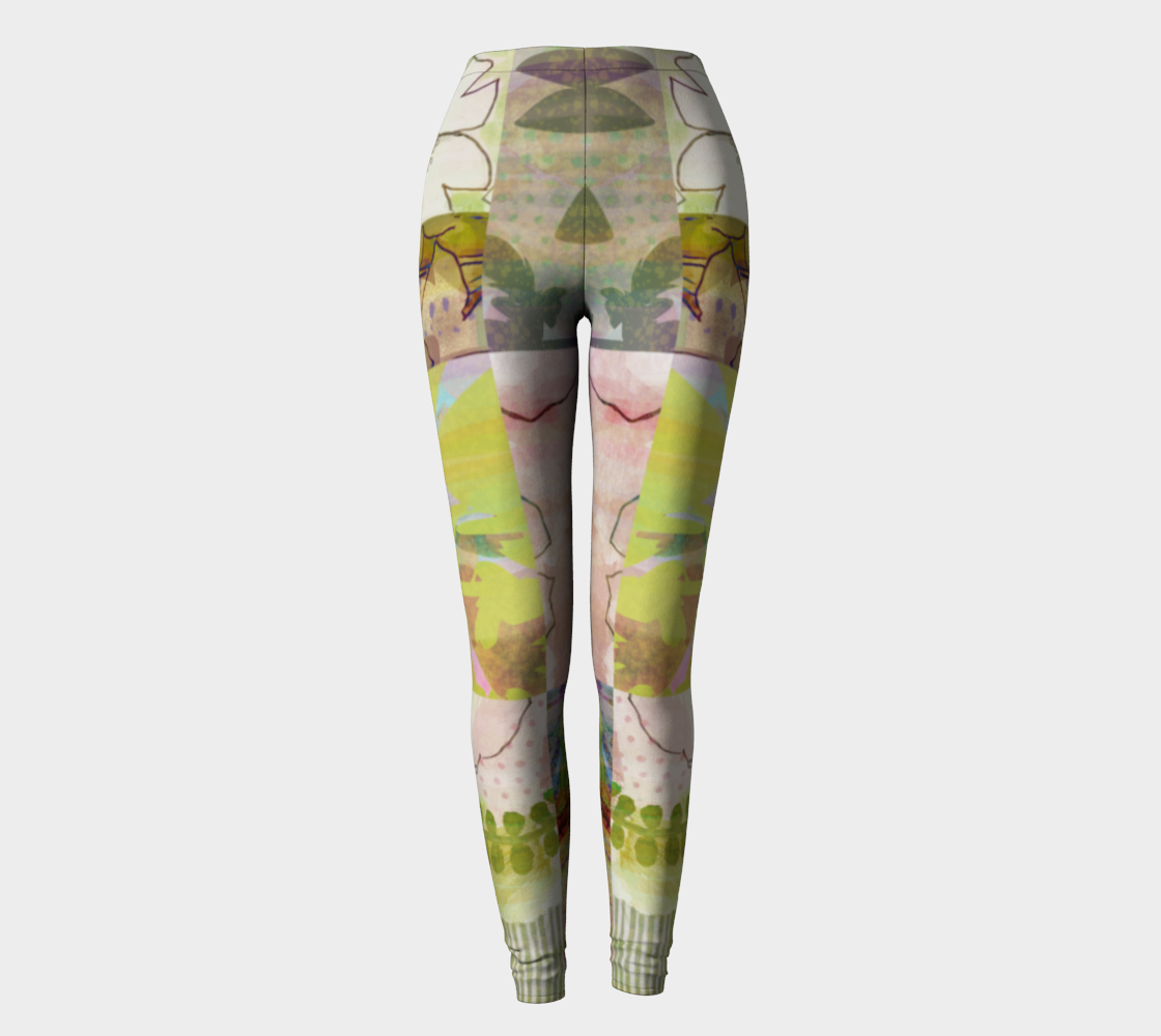 Sage Obscurity Collage Leggings by Deloresart - deloresartcanada