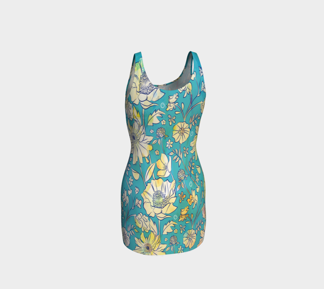 Francella Turquoise Bodycon Dress by Deloresart
