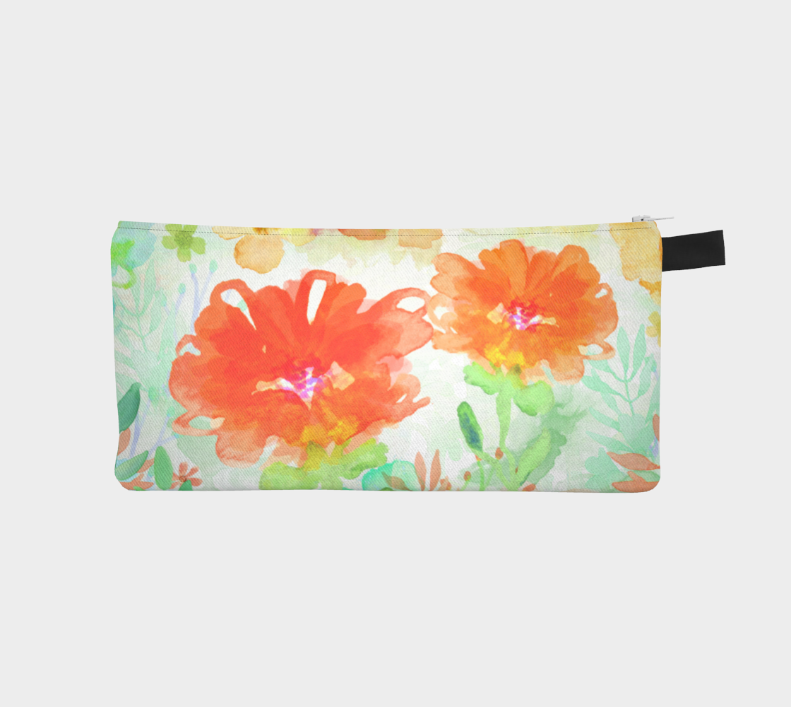Coral Floral Pencil Case by Deloresart