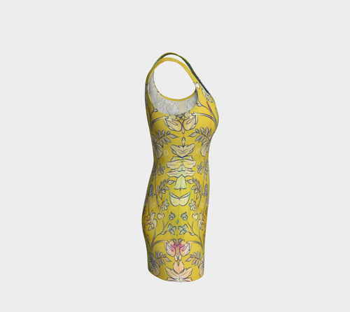 Francella Yellow Bodycon Dress by Deloresart
