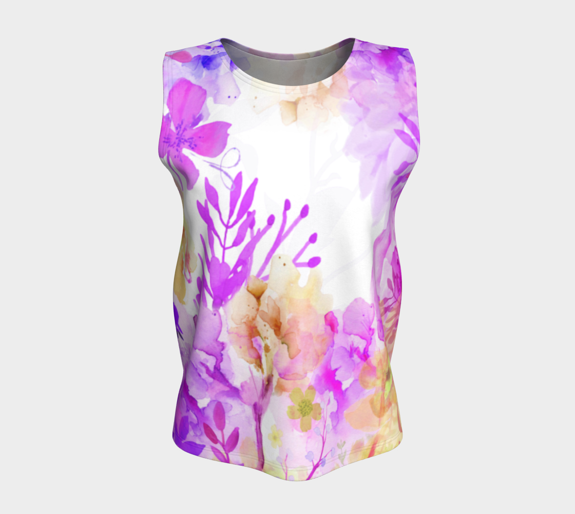 Nature's Bounty Loose Tank in Purples and Golds - deloresartcanada