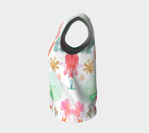 Dreamy Garden Loose Tank In Coral and Greens - deloresartcanada