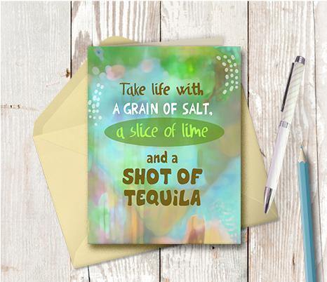 0819 Take Life With A Grain Of Salt Tequila Note Card - deloresartcanada