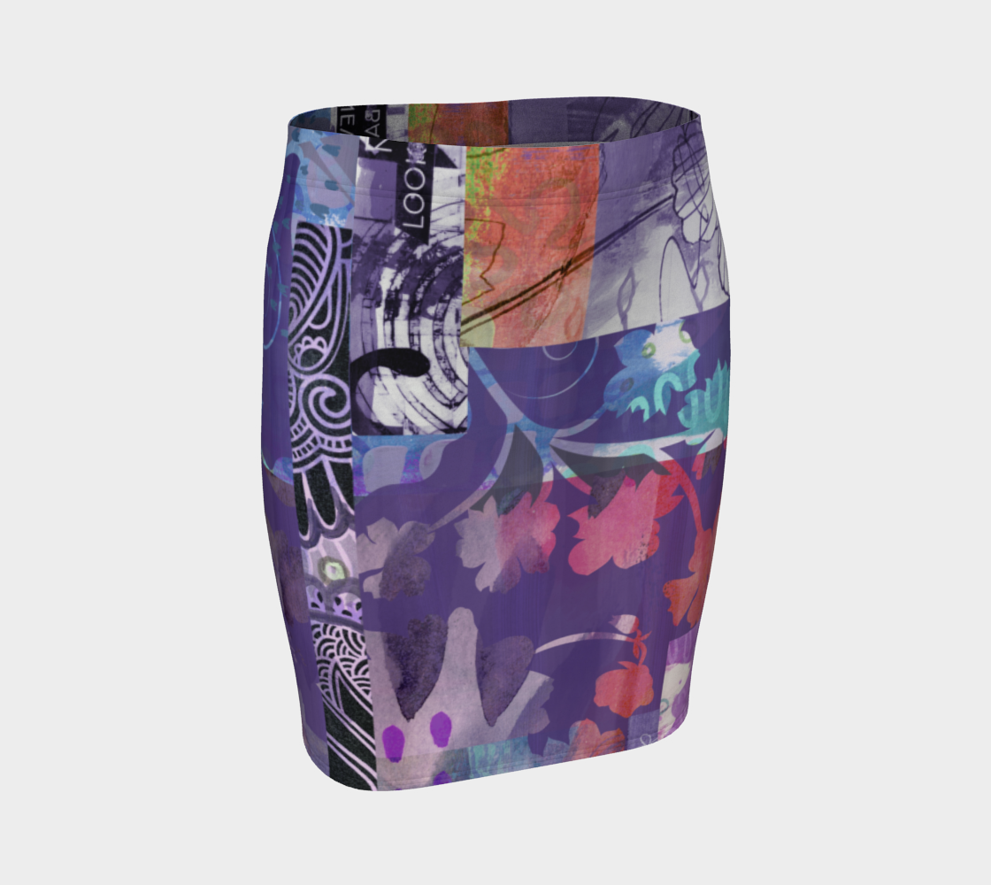 Elm Bud Collage Fitted Skirt by Deloresart - deloresartcanada