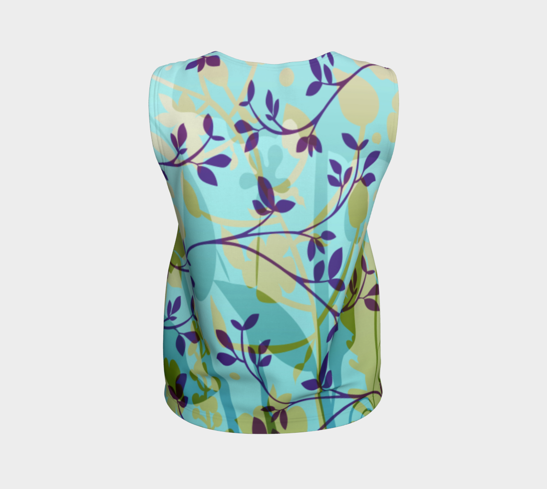 Fanciful Forest Loose Tank Teal and Purple - deloresartcanada