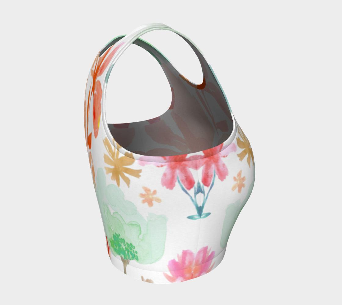 Dreamy Garden Coral Crop Top by Deloresart - deloresartcanada