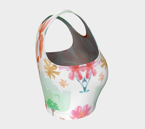 Dreamy Garden Coral Crop Top by Deloresart - deloresartcanada