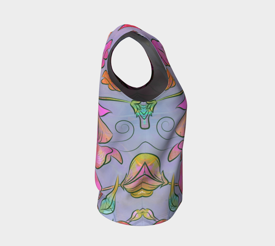Queen Sweet Pea Loose Tank in Purples and Pinks - deloresartcanada