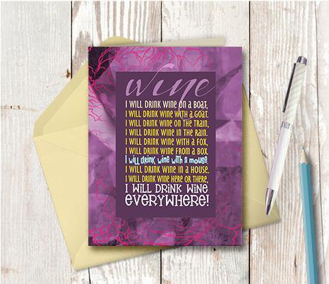 0853 Drink Wine On A Boat Note Card - deloresartcanada
