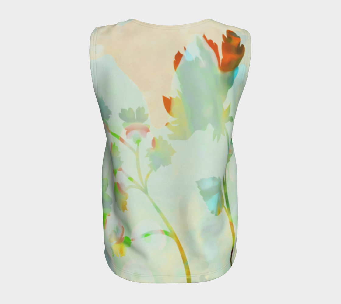 Breezy Blooms  Loose Tank by Deloresart Coral and Soft Greens - deloresartcanada
