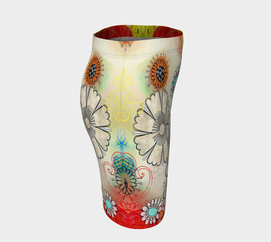 Flower Power Fitted Skirt by Deloresart - deloresartcanada