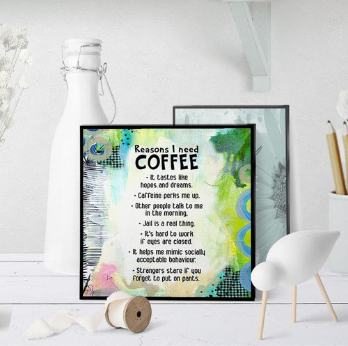 0894 Reasons I Need Coffee Art - deloresartcanada