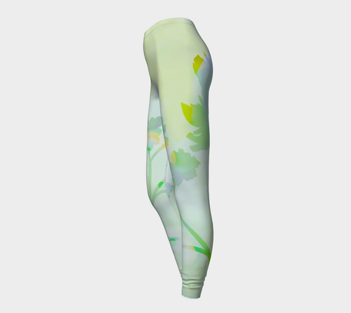 Green Floral Leggings by Deloresart