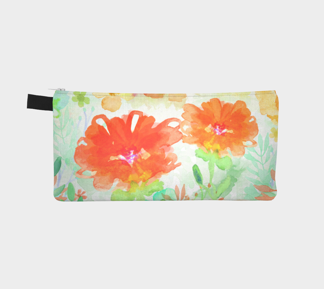 Coral Floral Pencil Case by Deloresart
