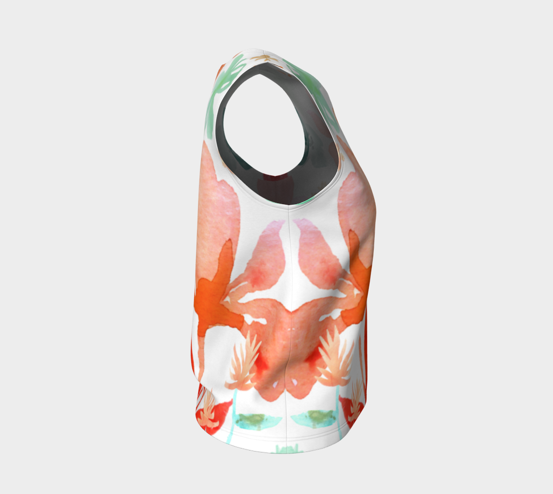 Dreamy Garden Loose Tank In Coral and Greens - deloresartcanada