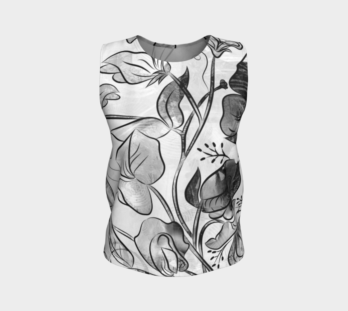 Queen Sweet Pea Loose Tank in Greyscale - deloresartcanada