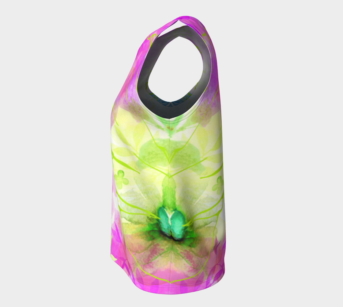 Posy Cluster Loose Tank in Purple, Green and Pink - deloresartcanada