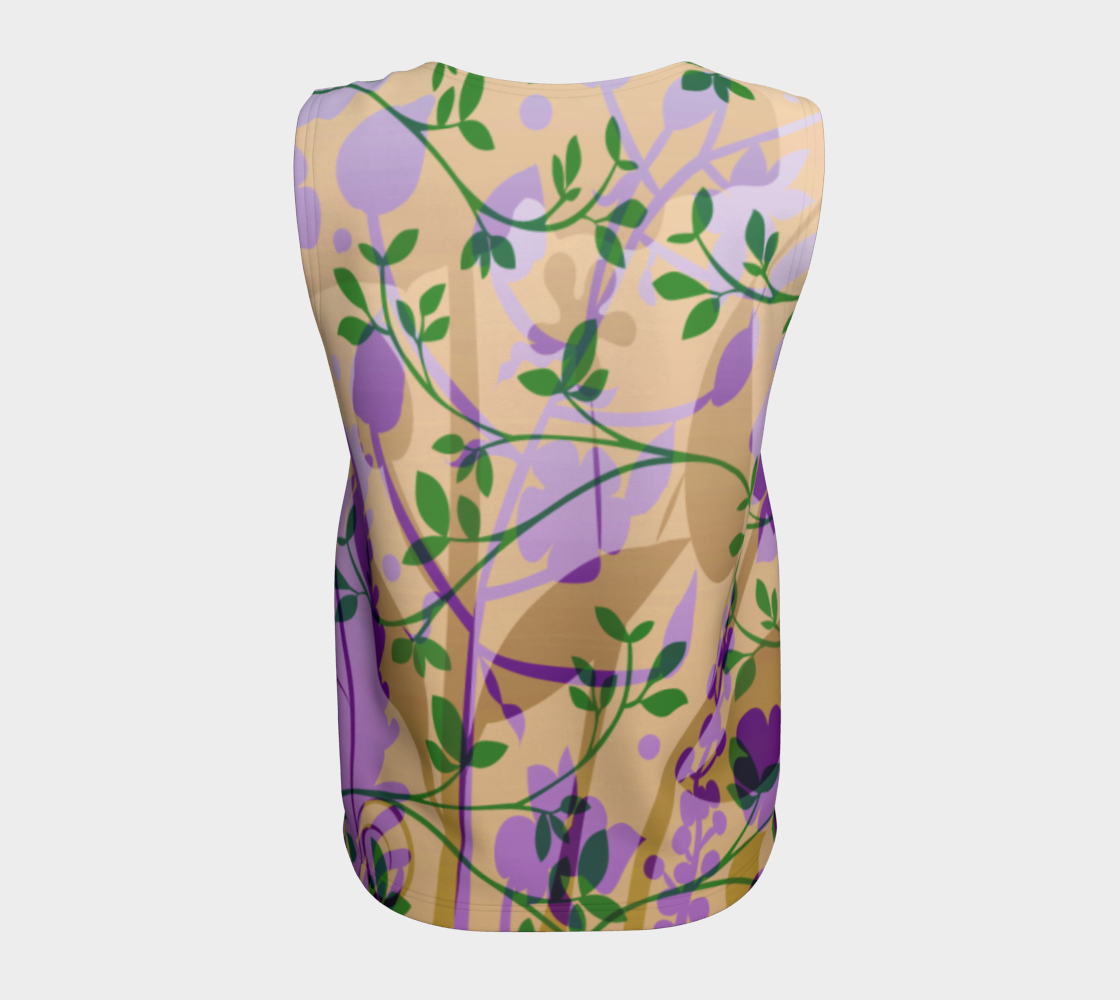 Fanciful Forest Loose Tank Purple, Green and Sand - deloresartcanada