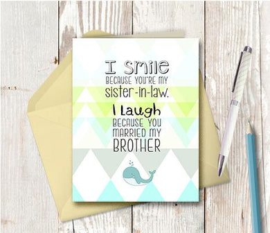 0963 Sister In Law Laughing Note Card