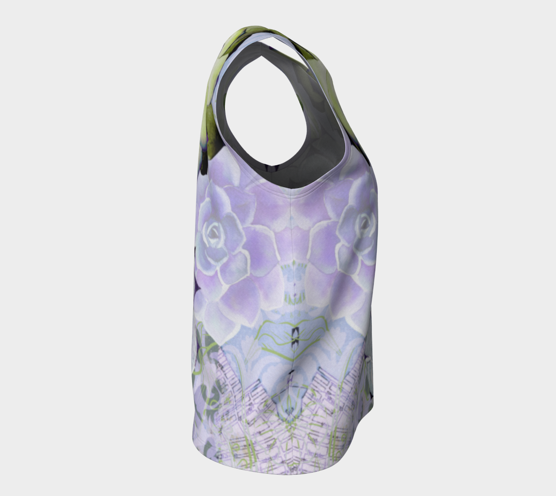 Pekinese Garden Loose Tank in Mauve and Moss - deloresartcanada