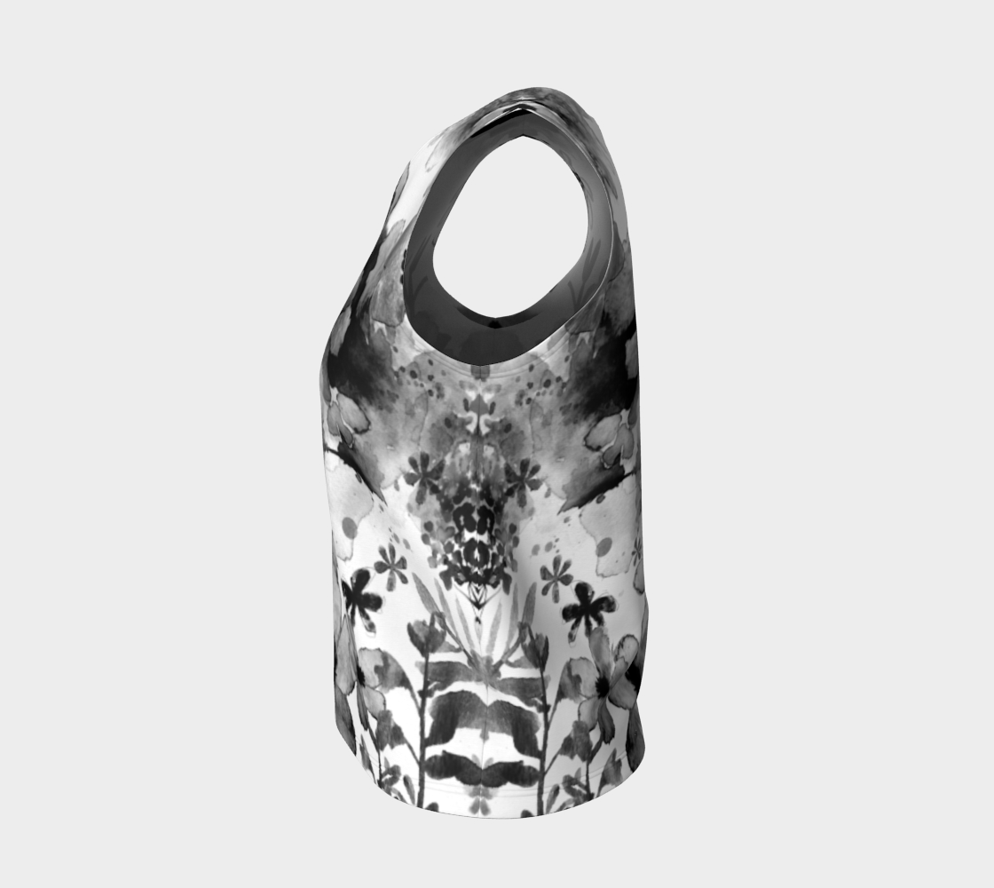 Harmonious Garden Loose Tank in Greyscale - deloresartcanada