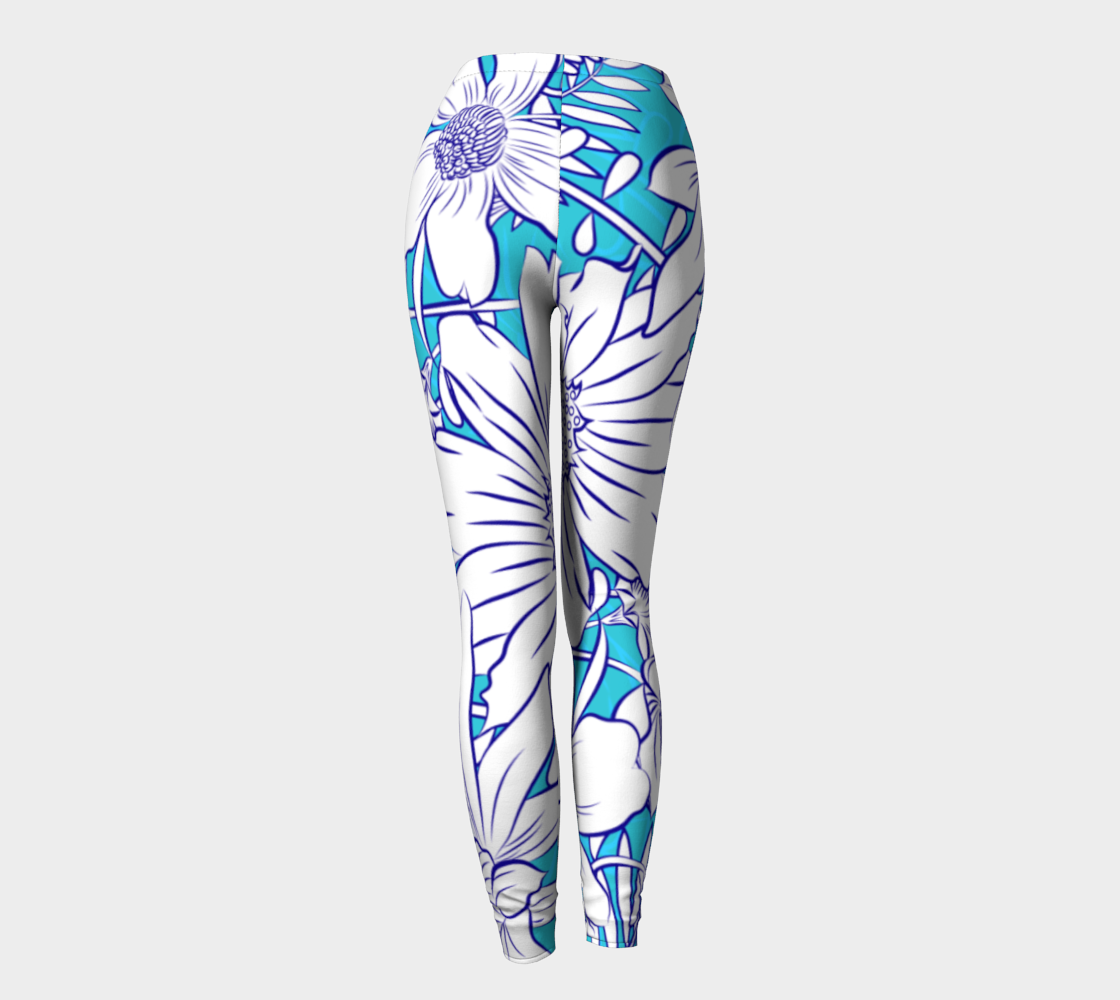 Teal Flower Meadow Leggings  by Deloresart
