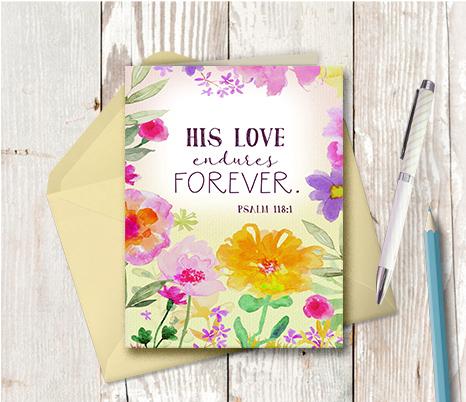 0982 His Love Endures Forever Note Card