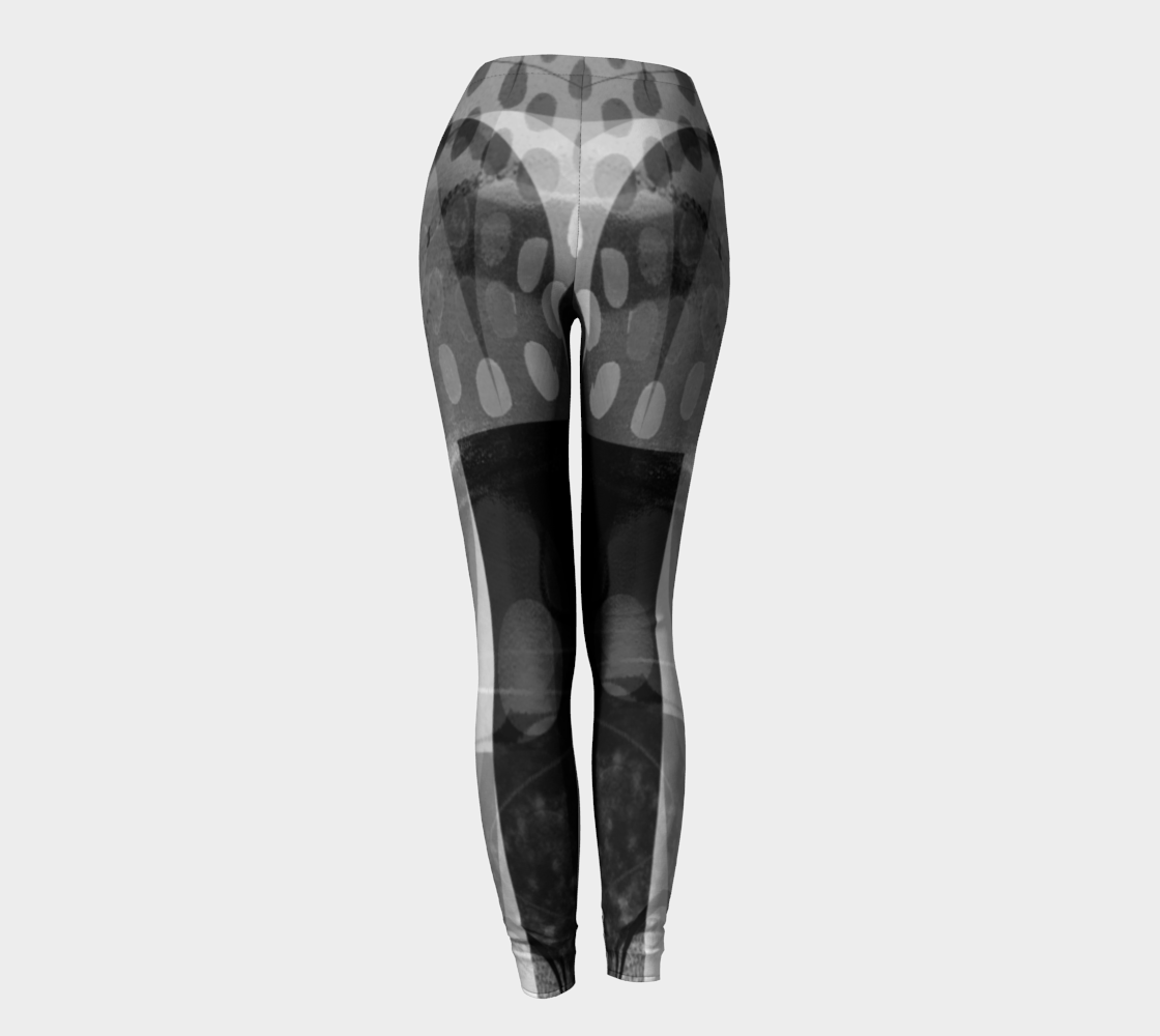 Caring Cup Grey and Black Leggings by Deloresart - deloresartcanada