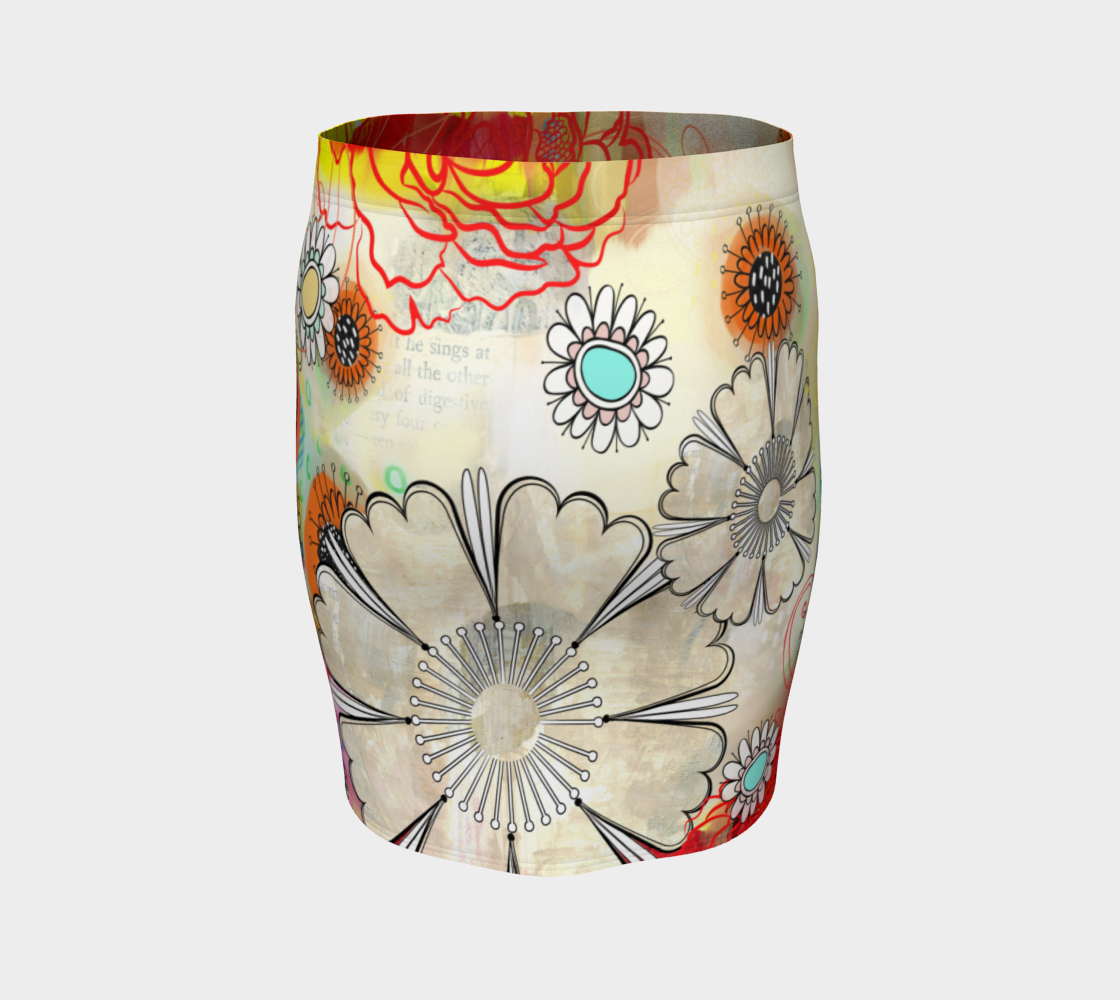 Flower Power Fitted Skirt by Deloresart - deloresartcanada