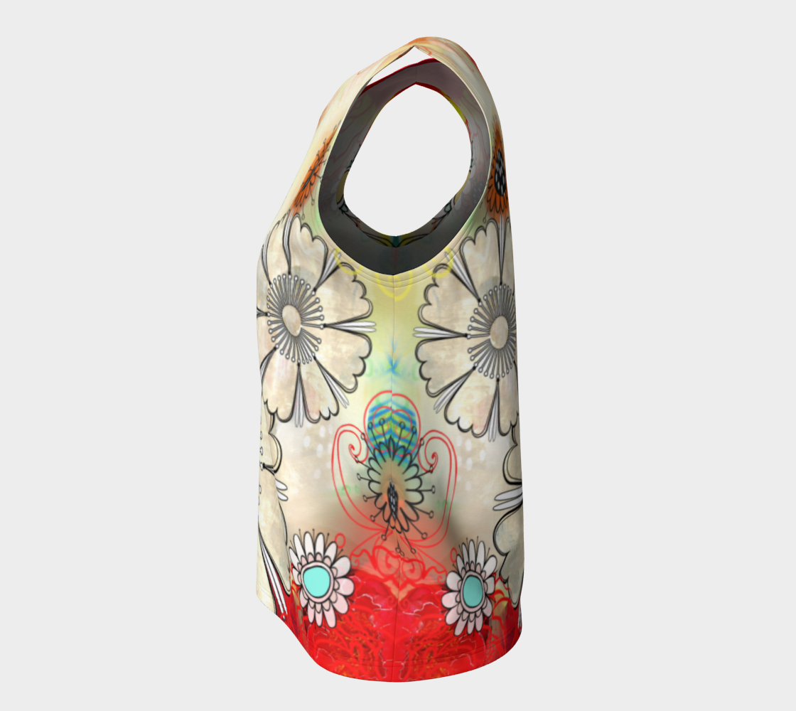 Flower Power Loose Tank by Deloresart in Reds - deloresartcanada