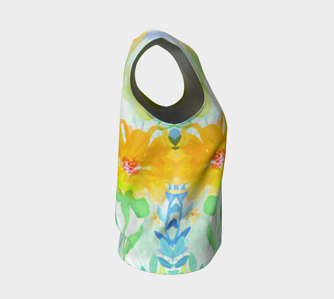 Cloral Foral Loose Tank in Yellows - deloresartcanada