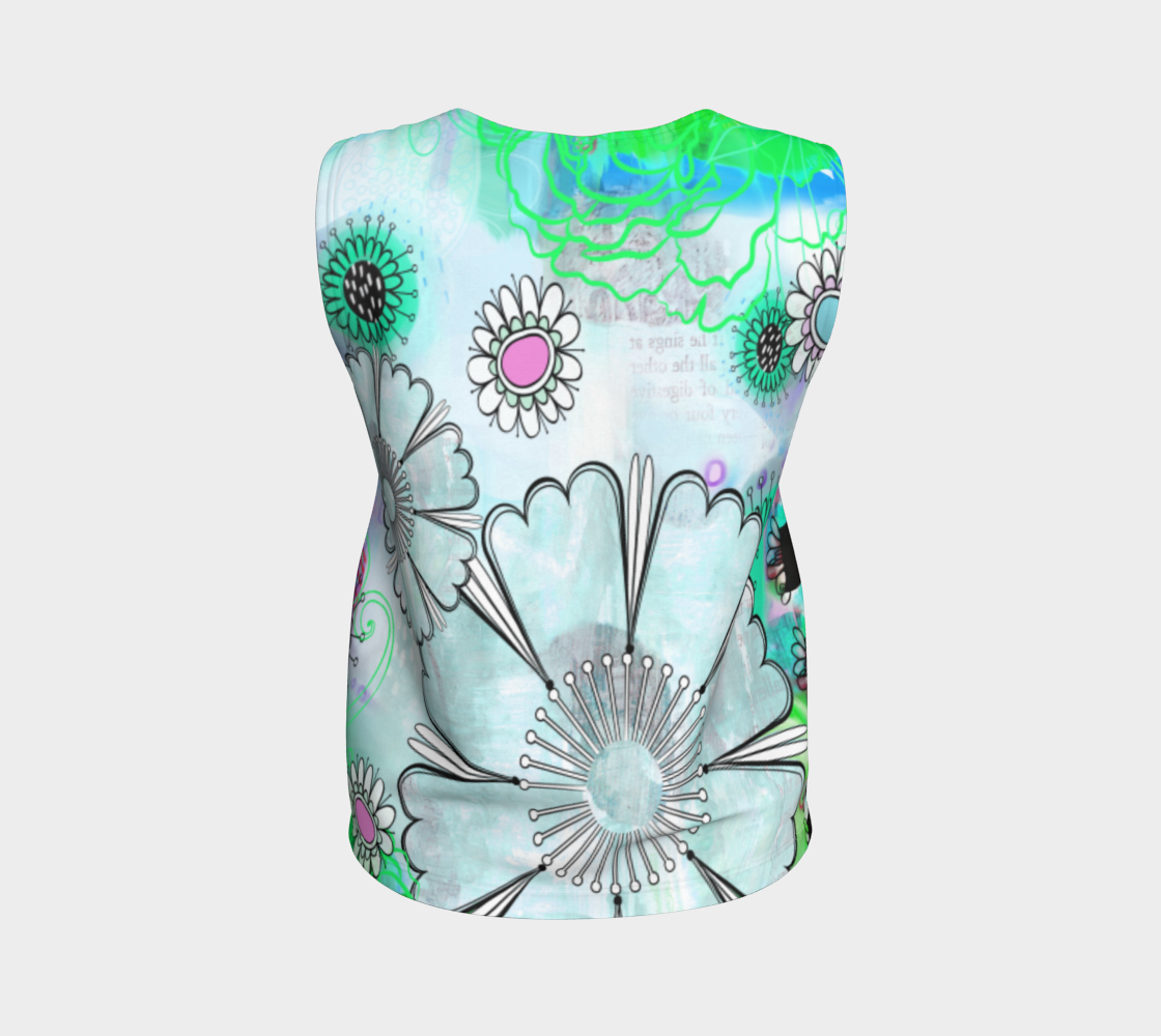 Flower Power Loose Tank by Deloresart in Blues and Greens - deloresartcanada