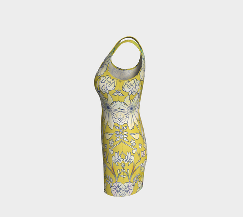 Francella Yellow Bodycon Dress by Deloresart