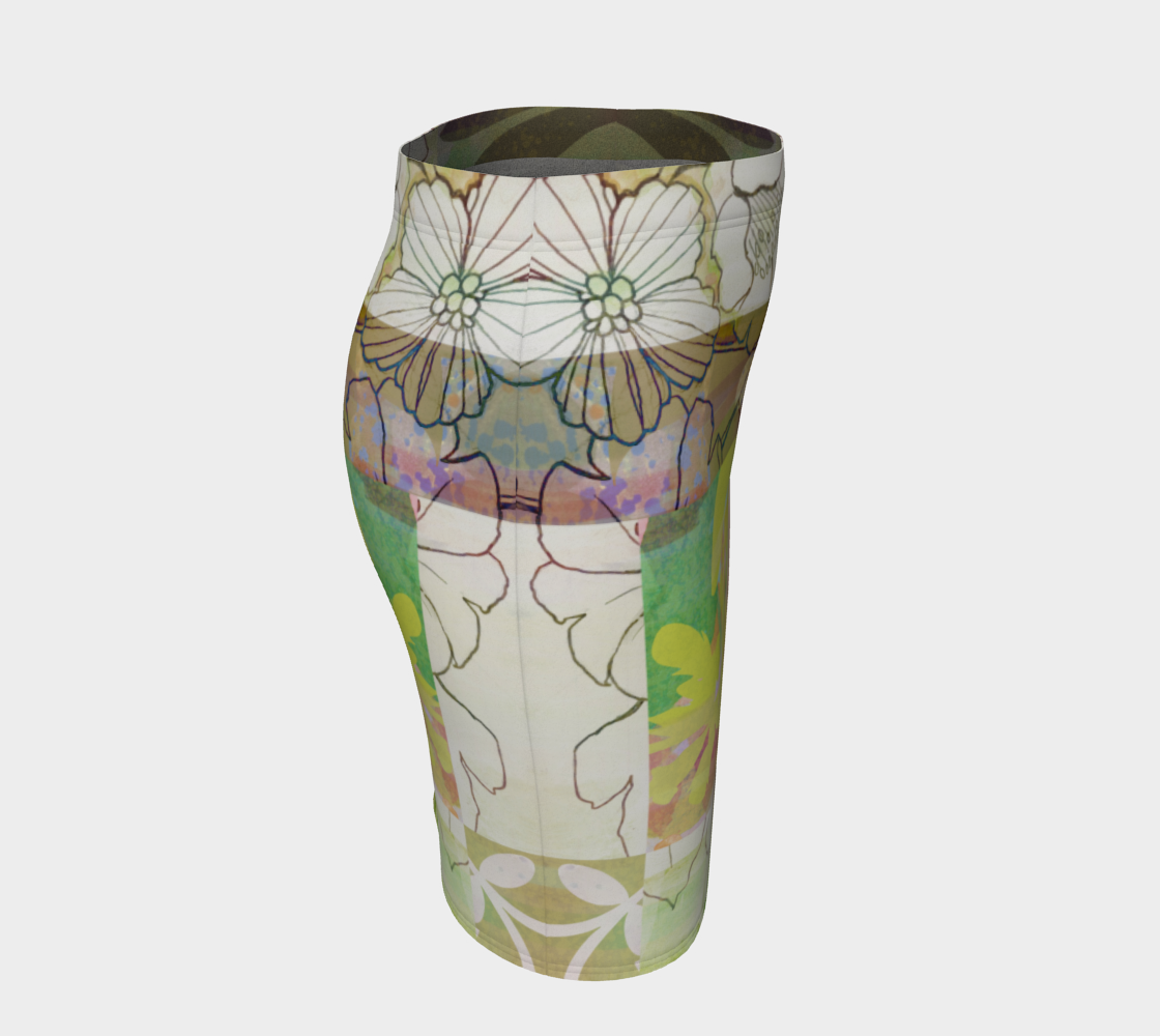 Sage Obscurity Collage Fitted Skirt by Deloresart - deloresartcanada