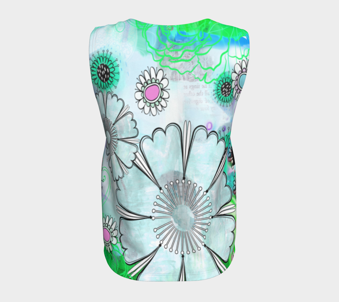 Flower Power Loose Tank by Deloresart in Blues and Greens - deloresartcanada