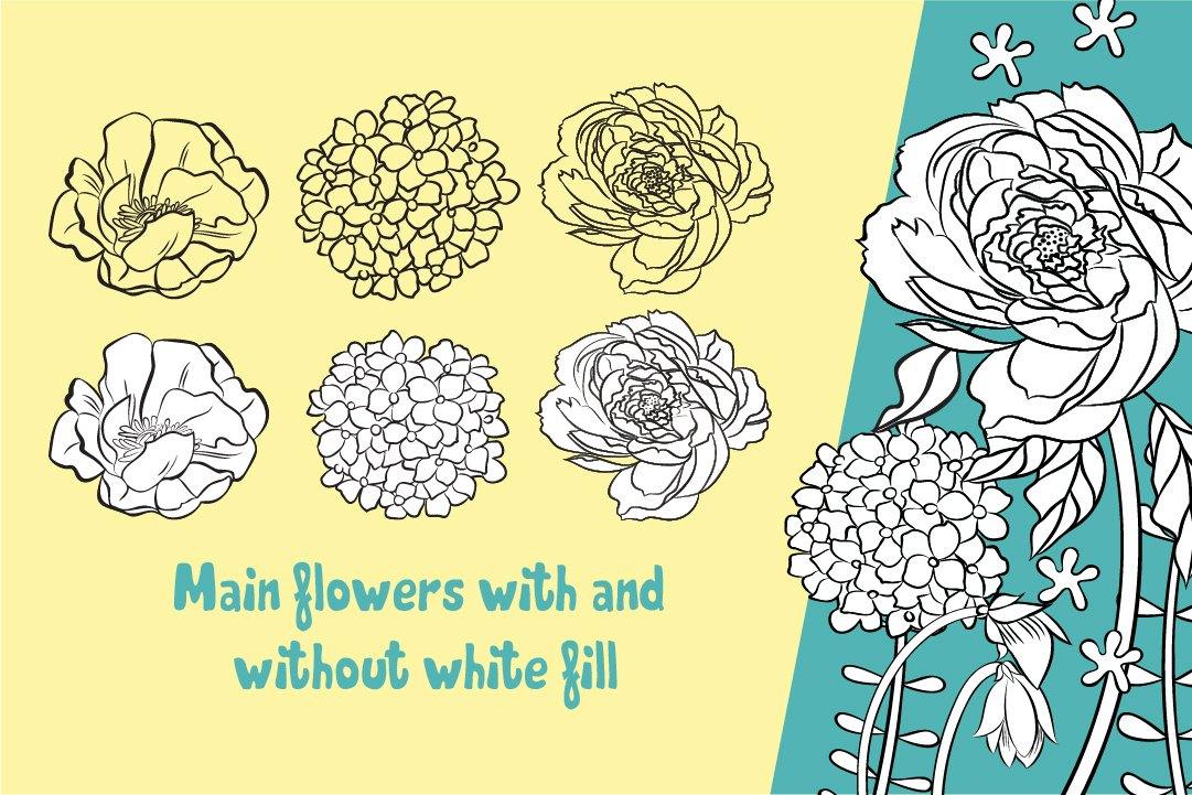 Volume 11 - Chic Line Art Floral Brush Set - deloresartcanada