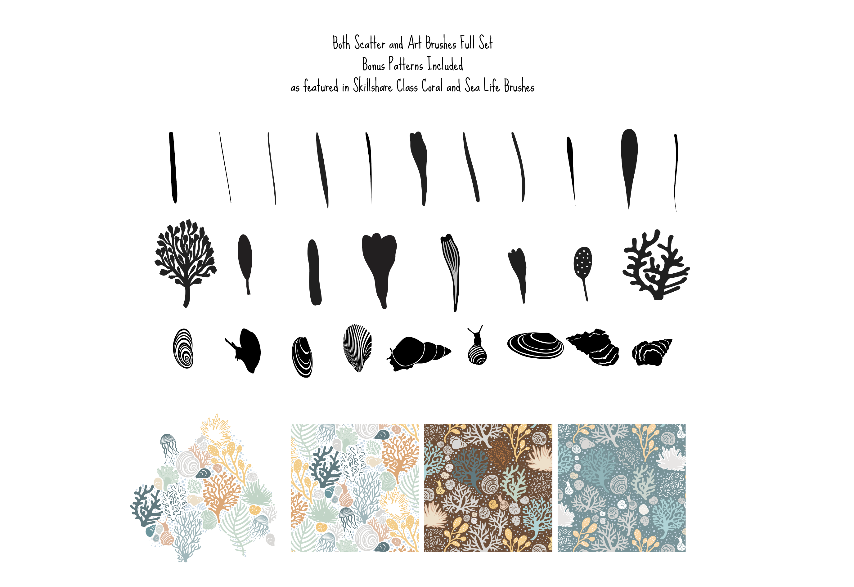 Volume 14 - Coral and Sea Vector Brushes - deloresartcanada