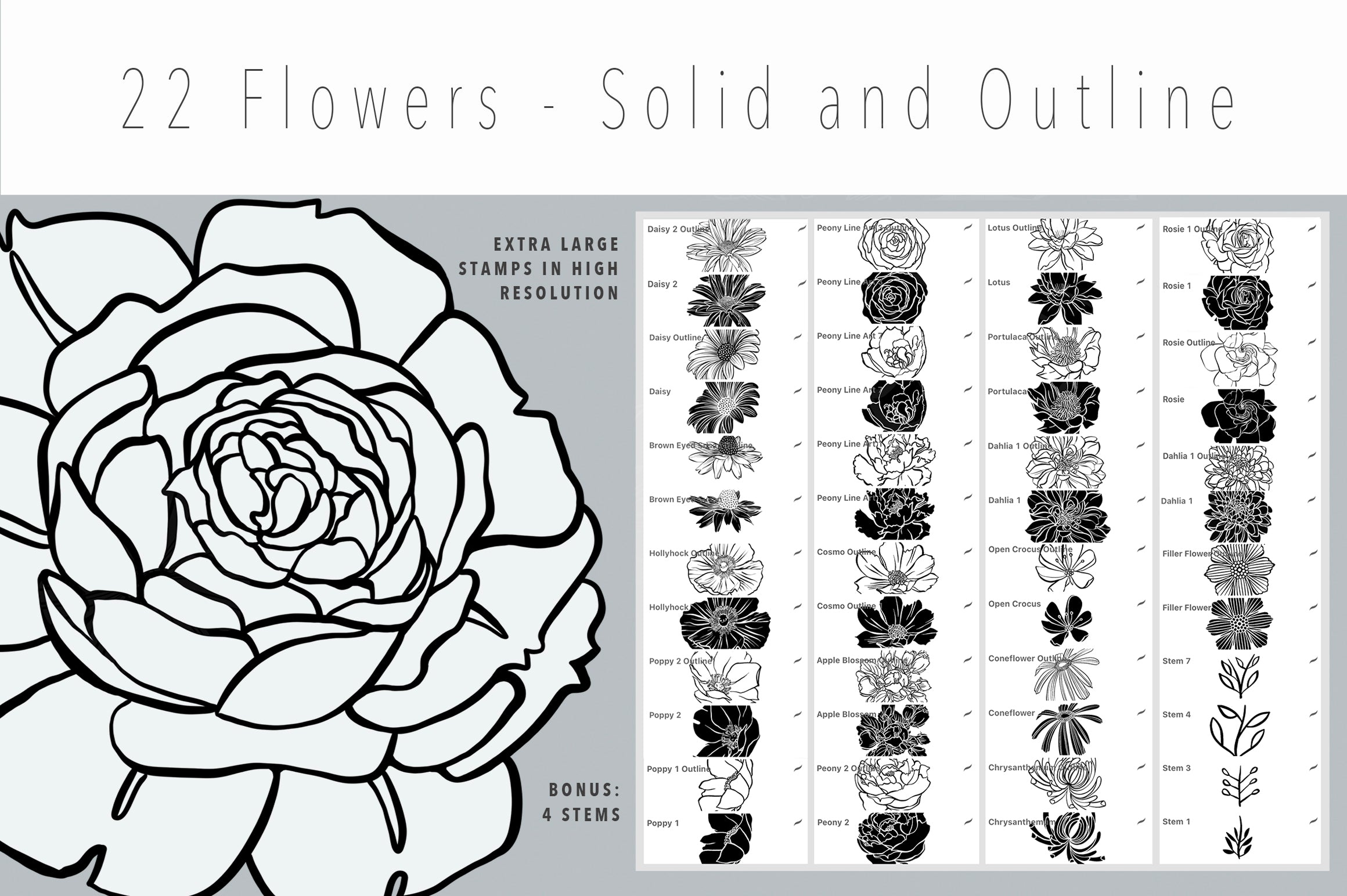 Volume 025 - Floral Procreate Stamp Brushes 2