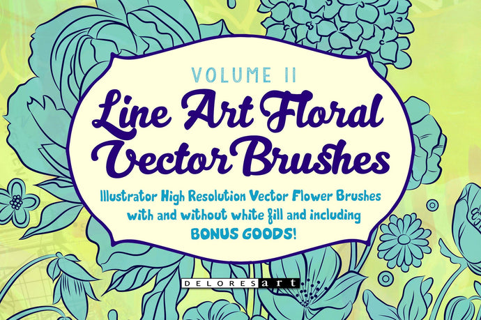Volume 11 - Chic Line Art Floral Brush Set - deloresartcanada