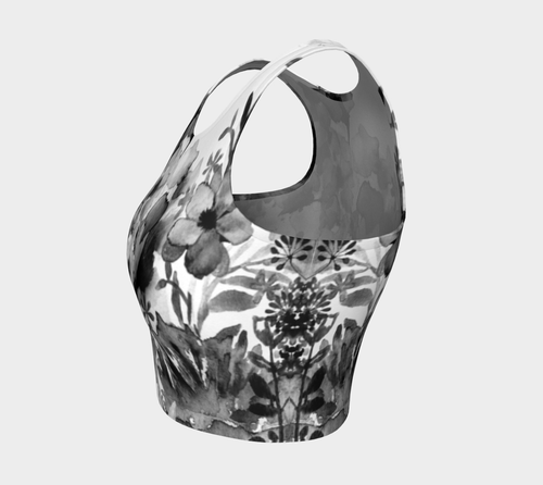 Harmonious Garden Black Crop Top by Deloresart - deloresartcanada