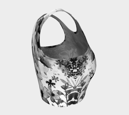 Harmonious Garden Black Crop Top by Deloresart - deloresartcanada