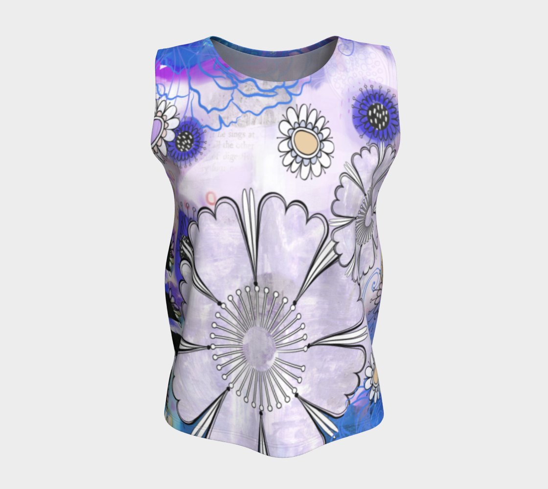 Flower Power Loose Tank by Deloresart Purples - deloresartcanada