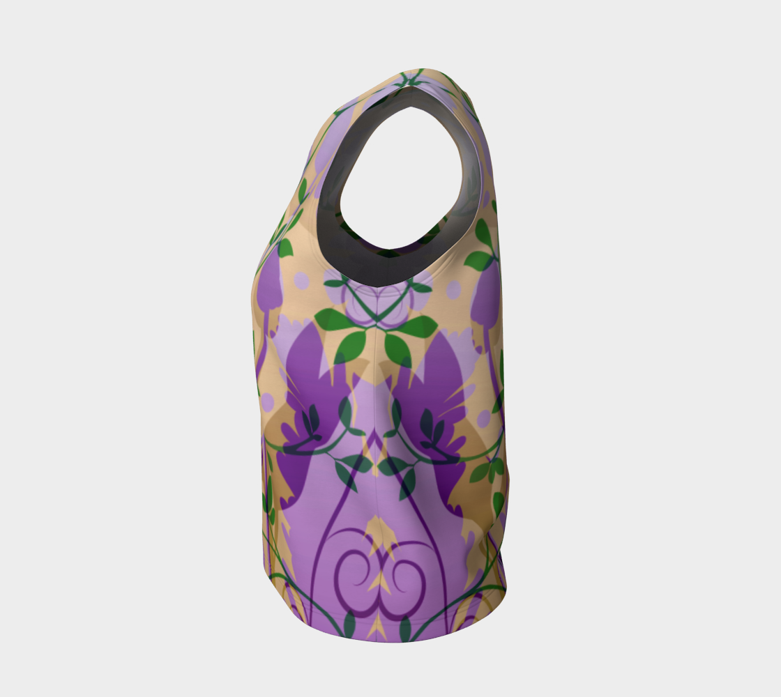 Fanciful Forest Loose Tank Purple, Green and Sand - deloresartcanada
