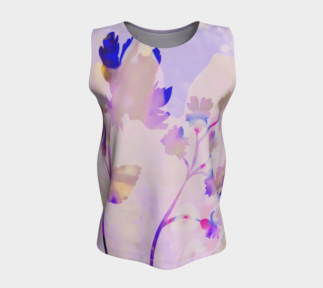 Breezy Blooms Loose Tank by Deloresart in Purples - deloresartcanada