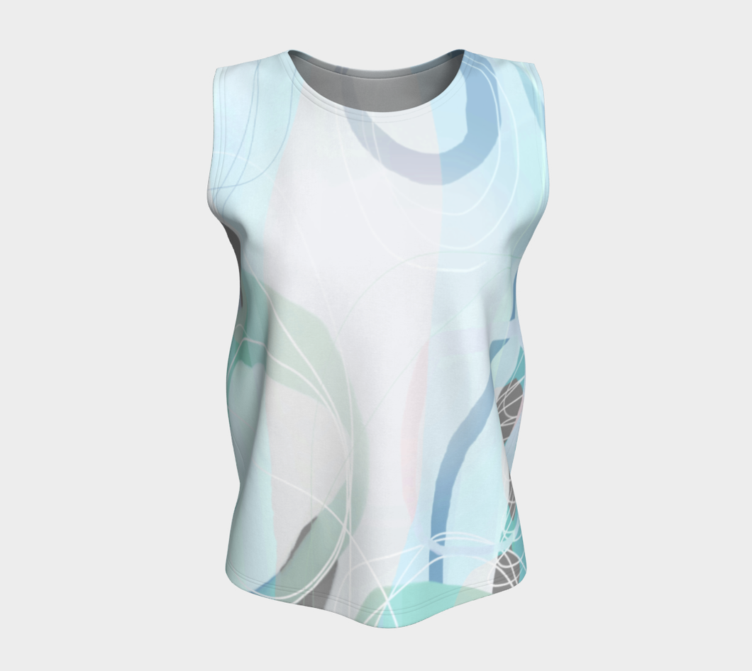 Shenanigans  Loose Tank by Deloresart Soft Blues - deloresartcanada